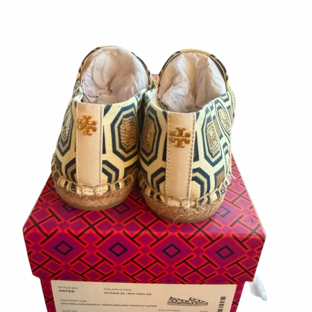NIB‎ Tory Burch Cecily Embellished Espadrille Shoes